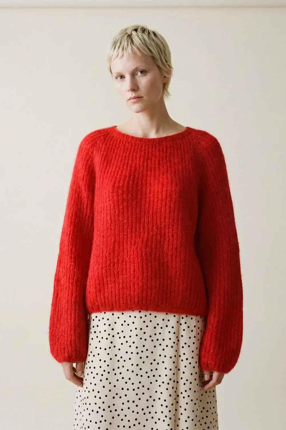 rød strikkegenser fra Woodling 