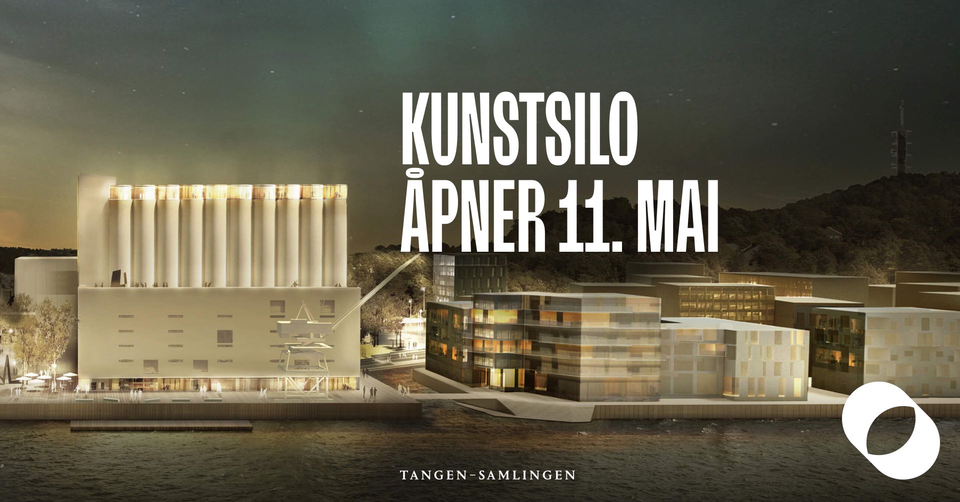 Illustrasjonsfoto av Kunstsilo med teksten "Kunstsilo åpner 11. mai"