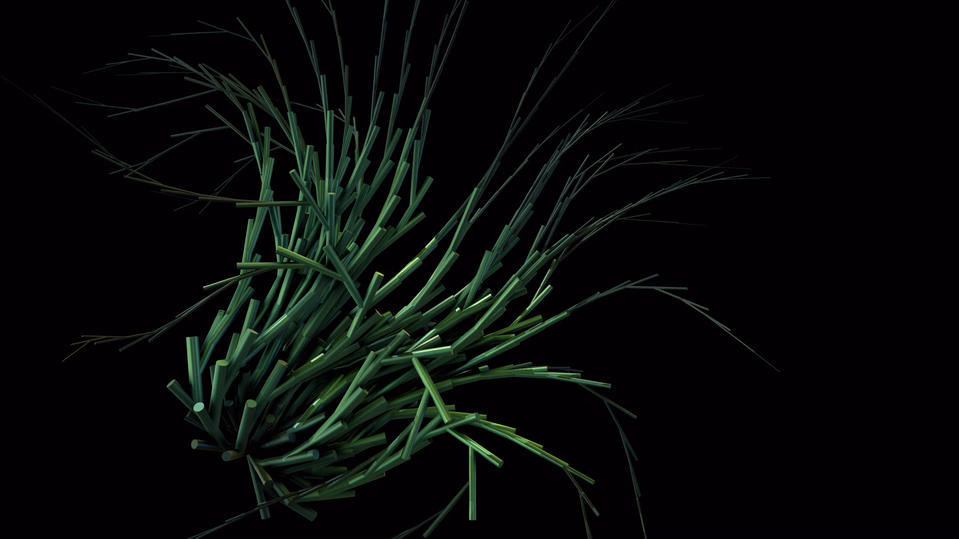 Still photo of a creature with long, green grass-looking tentacles