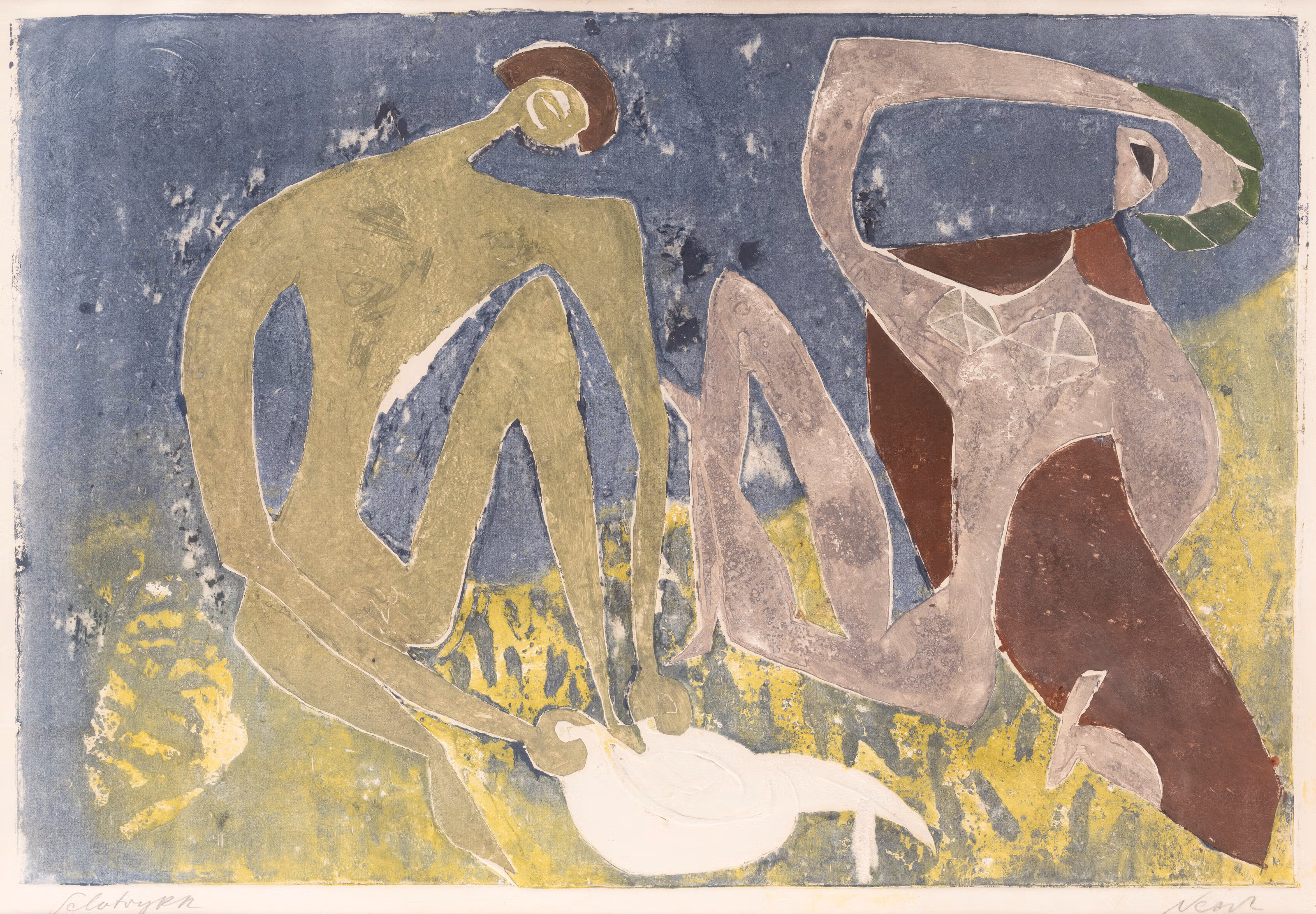 Rolf Nesch, Mann og kvinne, 1939-1940, metalltrykk. Tangen-samlingen